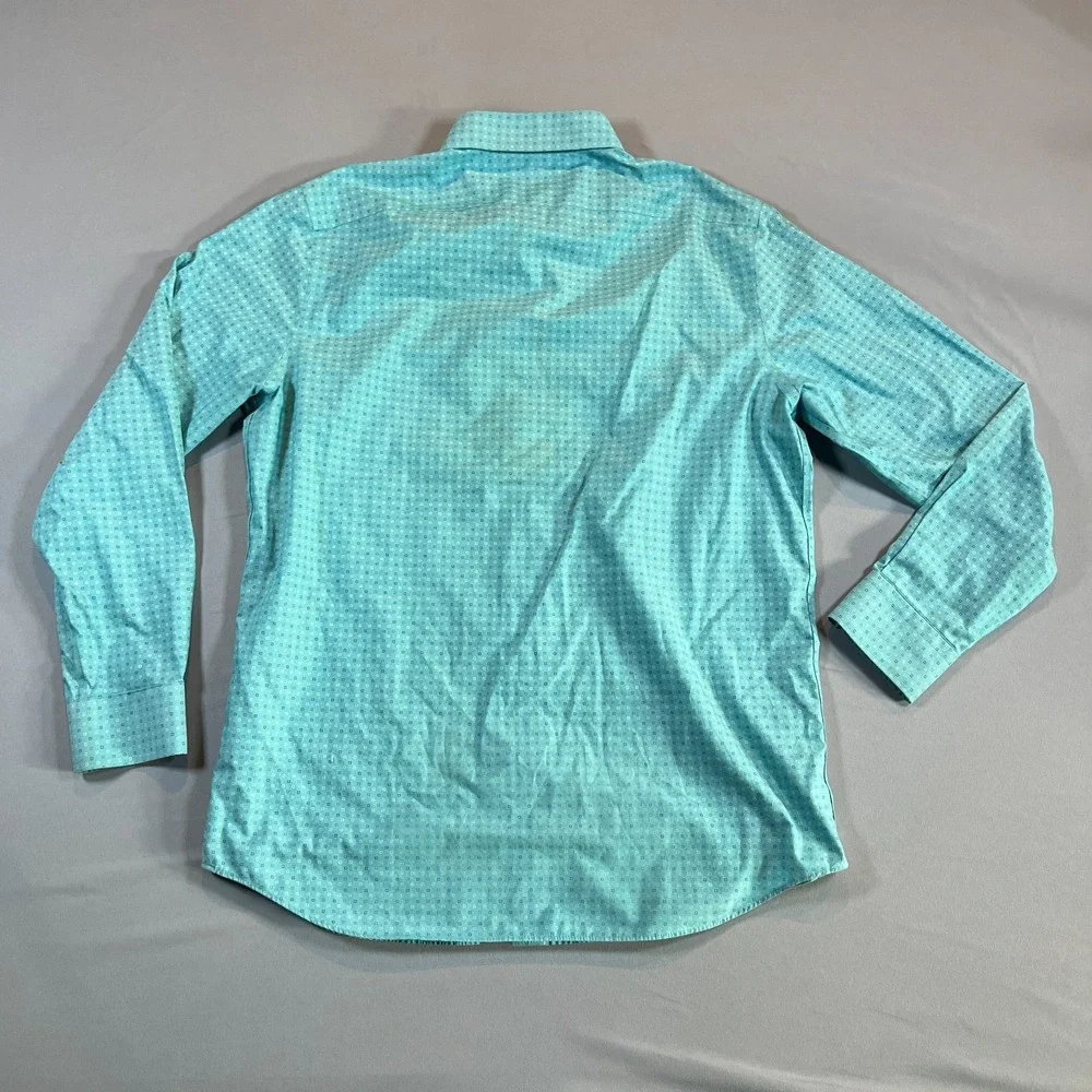 Banana Republic Dress Shirt Mens L 16-16.5 Aqua Cotton Button Up Spread Collar